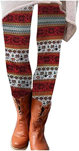 Božićni vintage gamaši za žene djevojke meke tanke planinarske hlače, ležerne tiskane bešavne tajice za odmor Activewear