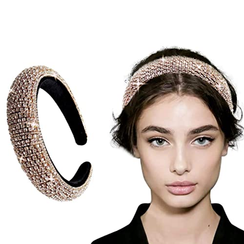 KUYYFDS Crystal Diamond traka za glavu za žene modni ručno rađeni Široki obruči za kosu Bling traka za kosu Kristalna Dijamantska