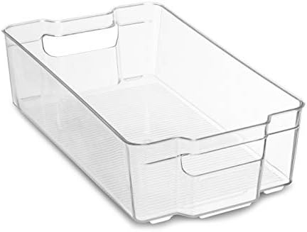 Početna osnove Clear akrilna posuda za skladištenje hrane kanta za frižider sa zamrzivačem ili ostavom, može se slagati sa ručkama.