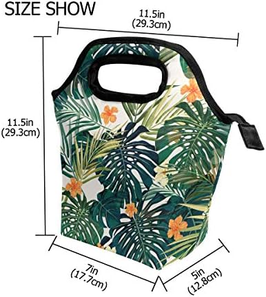 Izolovana putna torba za ručak ljetna kutija za ručak sa havajskim tropskim palminim listom izolovana hladnjača za odrasle vodootporna,