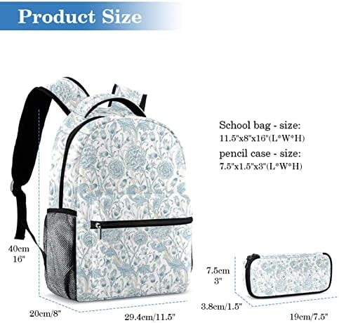 VBFOFBV putni ruksak, backpack laptop za žene muškarci, modni ruksak, vintage bijela plava cvjetna vinova loza