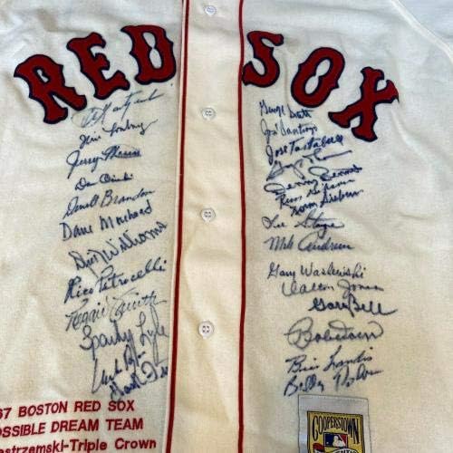 Zapanjujuća 1967 Boston Red Sox al Champs Team potpisan dres Carl Yastrzemski JSA - autogramirani MLB dresovi