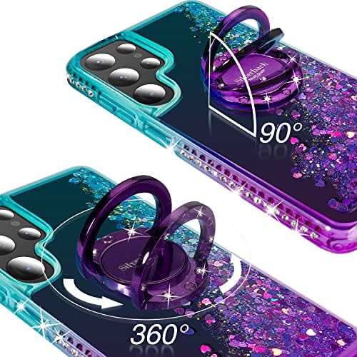 Silverback za Samsung Galaxy S22 ultra, pomicanje tečnog holografskog sjaja Glitter Case sa KickStandom, djevojke Žene Bling Diamond