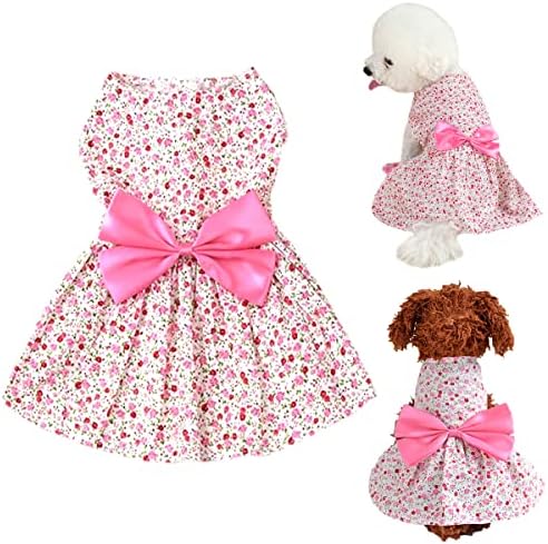 Brocarp dog Dress-Puppy Floral Princess haljine, dog Dress Bowknot Tutu suknja, tanka slatka ljetna odjeća za kućne ljubimce odjeća