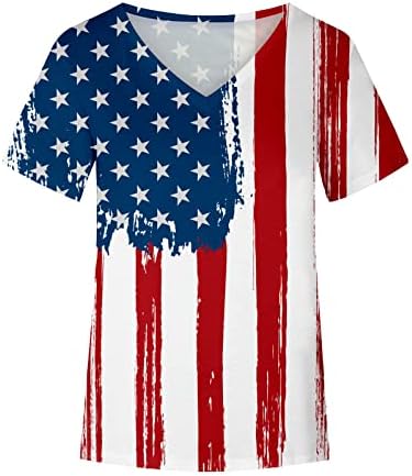 4. jula 2023. majice za žene američke zastave Top V rect Thirts Kratki rukav labavi ležerne ljetne vrhove
