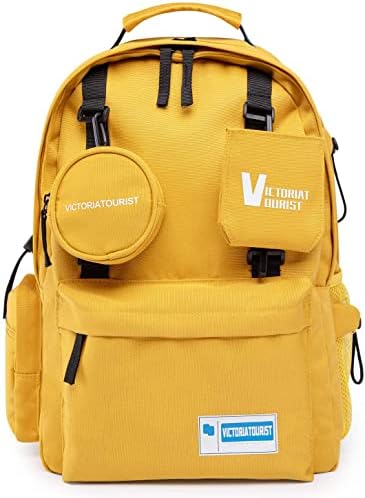 Ruksak za Laptop Žene Muškarci, Fakultetska torba za knjige vodootporni putni ruksaci elegantna Školska torba za studente poklon ležerni ruksak za planinarenje sa džepom protiv krađe odgovara računaru od 14-15 inča, žuta