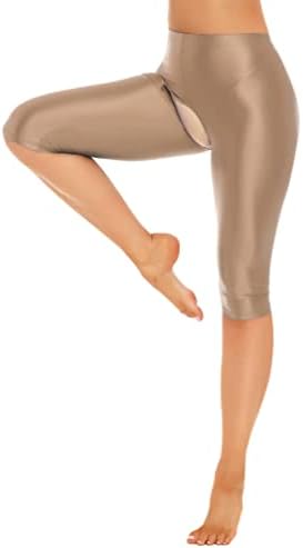 Yizyif ženske 70d sjajne rezovene joge pilates hlače ultra tanke biciklističke hlače u visokim strukom