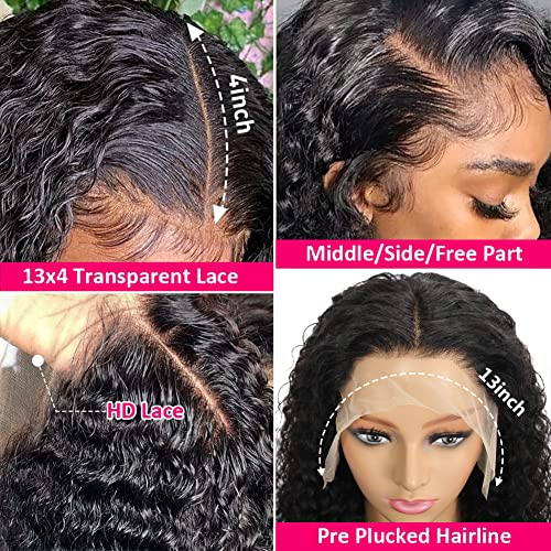 26 inča čipkaste prednje perike ljudske kose perike za crne žene 13×4 ljepljive vodene talasne čipke frontalne perike ljudska kosa