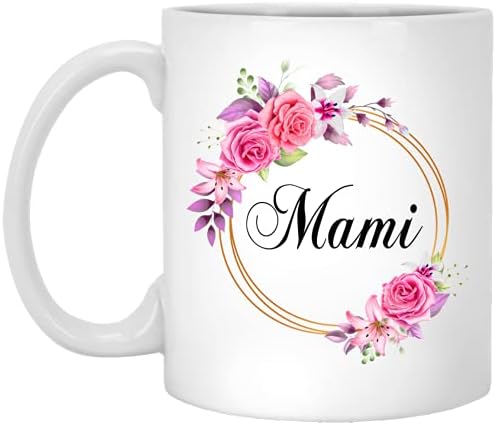 GavinsDesigns Mami cvijet novost ffee šolja poklon za Majčin dan - Mami ružičasto cvijeće na zlatnom okviru - Novi mami šolja cvijet - rođendanski pokloni za Mami - Mami ffee šolja 11oz