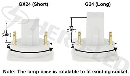 HERO-LED GX24-40S-4p-DW rotirajuća pl-C lampa GX24Q 4-pinska LED CFL/kompaktna fluorescentna lampa, 8W, 18w jednaka, Bijela dnevna svjetlost 5000K