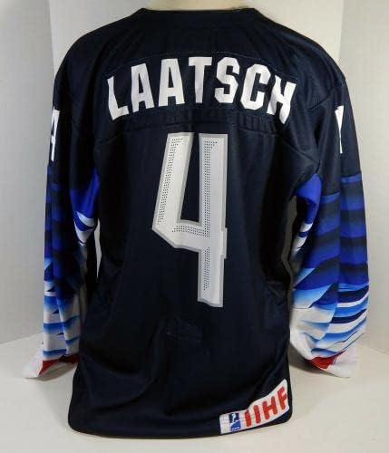 2021 Tim USA Hockey Daniel Laatsch # 4 Igra Izdana Blue Jersey U18 World Junior - Igra Polovni NHL dresovi