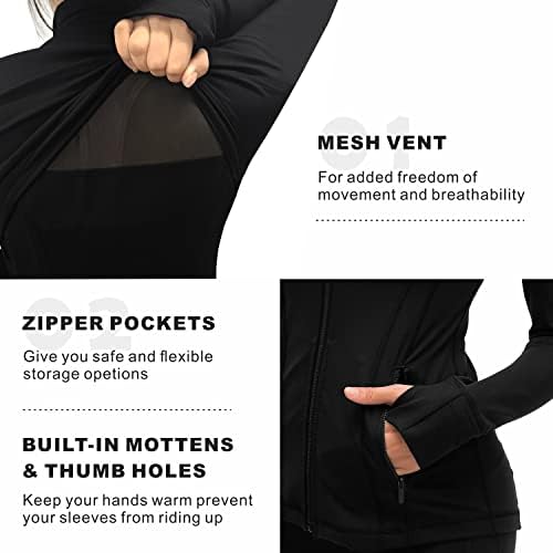 Costdyne Womens Sports Trčanje Yoga Jakne Slim Fit Full Zip Trag Jacket Turtleneck Workwout Jacket