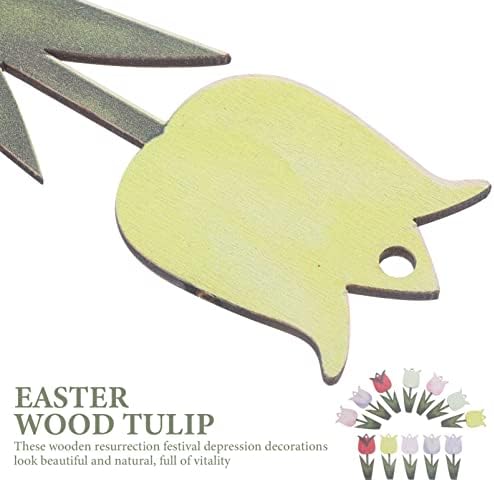 Nolitoy Uskršnje stablo 12pcs Drveni tulip viseći ukrasi, opružni privjesci za drvo za DIY CRAFTS Početna Office Viseće ukrase Uskršnje