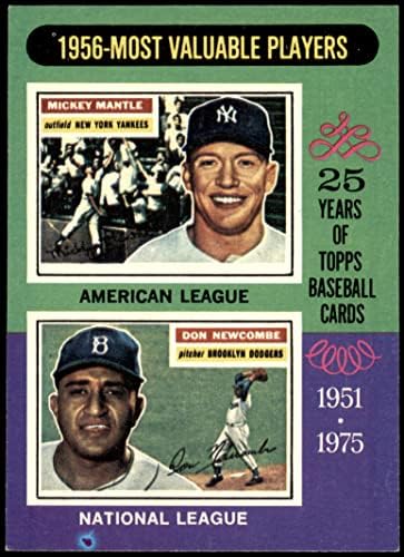 1975 TOPPS # 194 1956 MVPS Mickey Mantle / Don Newcombe Yankees / Dodgers Nm + Yankees / Dodgers