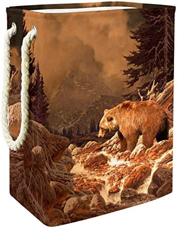Grizli medvjed u stjenovitim planinama 300D Oxford PVC vodootporna odjeća korpa velika korpa za veš za ćebad igračke za odjeću u spavaćoj
