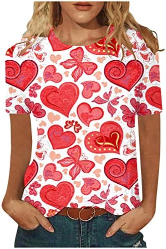 Jjhaevdy Womens Love Hearts Dukserice Sretna majica za Valentinovo Grafički dugi rukav Valentinovo