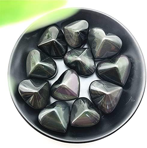 Zym116 1pc Prirodni šareni Rainbow Obsidian Oblik srca Izlječenje kristala Vrlo prekrasno prirodno kamenje i minerali