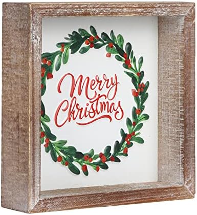 Festwid božićni znak, sretan božićni vijenac potpisuje reljefni metal sa drvenim okvirom - polica, mantel, zima - rustikalna seoska kuća Božićni kućni dekor