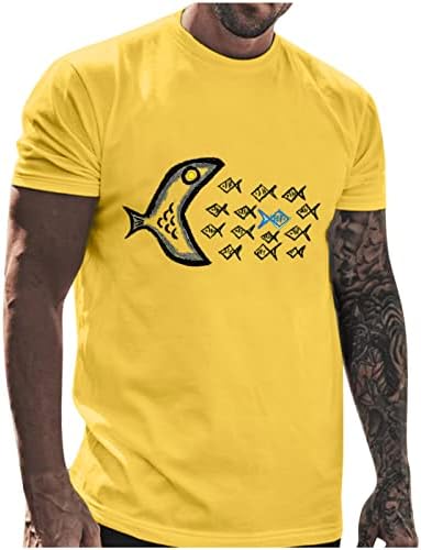 XXBR Ljetne majice za muškarce Riblje tiskano Tee kratki rukav O-izrez Udobne udobne labave vježbe Sportski vrhovi