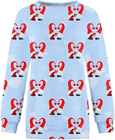 Jjhaevdy Valentines majice za žene, Crewneck vrhovi dugih rukava Love Heart Grafički dukseri Parke