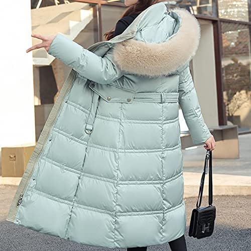 Modne puffer jakne ženske duge kapute zime toplo čvrste plišane kapice ovratnik dugih rukava Slim overywer parka