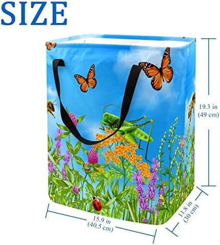 Letnji insekti Butterfly Print sklopiva korpa za veš, 60L vodootporne korpe za veš kante za veš igračke za odlaganje spavaonice u kupatilu