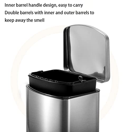 Kanta za smeće kanti za smeće kupatilo pedalicu s poklopcem, nehrđajući čelik pravokutni korak kante za smeće sa uklonjivim unutrašnjim,