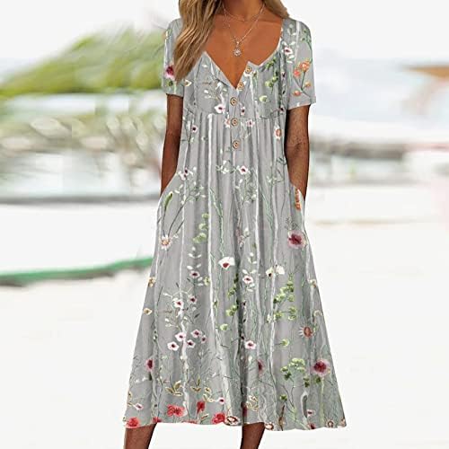 Ženske jesenske haljine pamučni print lanene grafite rukav duga haljina tiskane kontrast maxi haljine za odmor