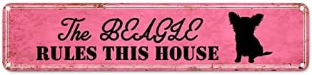 Shiba Inu potpisuje vintage dekor za pse Ova kuća personalizirana ukrasnog znaka ružičasta zida vintage rustikalni metalni zidni zid za spavaću sobu dnevni boravak kuhinjskim trijem vlasnik pasa 18x4in