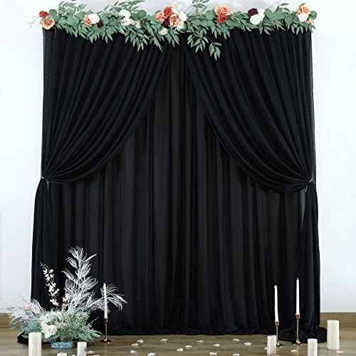 10x20ft crne pozadine zavjese za zabave, čista tkanina bez bora crna pozadina zavjese zavjese za vjenčanja Baby Shower rođendan svadbeni