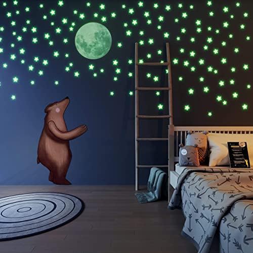 Glow in the Dark Stars and Full Moon 472 zidne naljepnice veliki mjesec dekoracija za dječiju spavaću sobu, Galaxy Space Vanjska tema,zvijezde