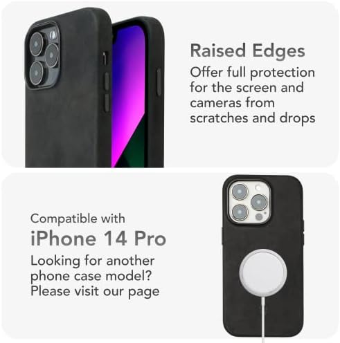 Donbolso iPhone 14 Pro Case kože - Apple iPhone Case u berbi crno - kompatibilan sa Magsafe - Zaštita od zaslona za usne - klasična