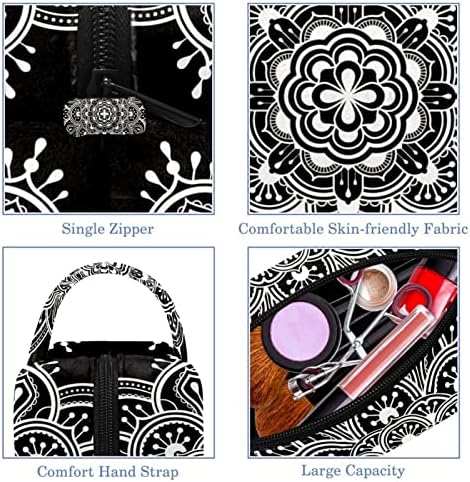 Kozmetičke vrećice za žene, torbe torbice šminkeri organizator za skladištenje šminke za makeupe Girls, mandala crna bijela vintage