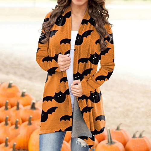 Ženska halloween casual bluza za životinje Mačka Print Cardigan kaput dugi rukavi Funny Otvoreni prednji kardigan košulja
