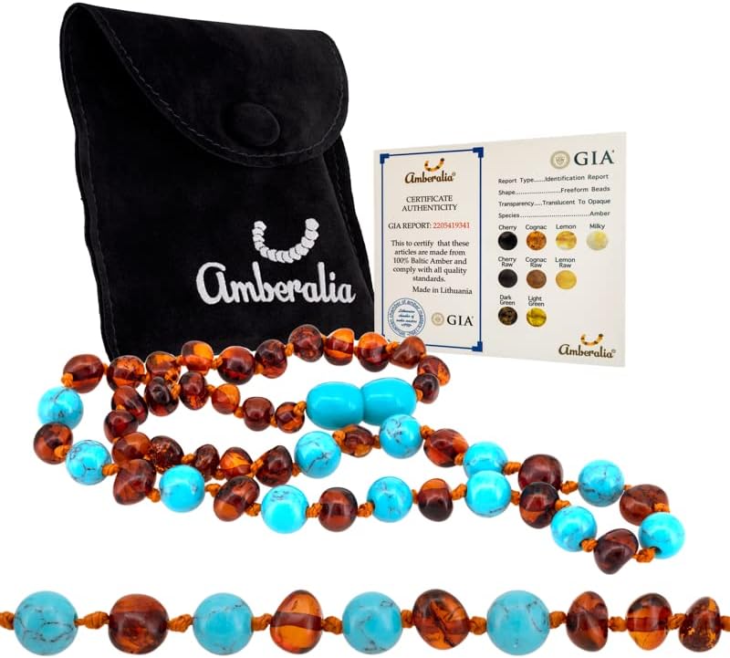Amberlia kotted Baltic Amber ogrlica sa ametistom, 12,5 inča - Ambergia certificirano - male perle između 5 mm - 6,5 mm - prilagodite boju