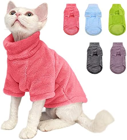 Sunfura turtleneck džemper kaput za mačku, mačene fleece zimske pulover prsluk mačka ugodne meke pidžame sa rukavima za štene mačke,