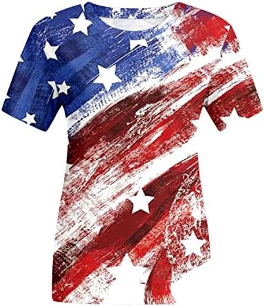 Patriotske majice za žene Američka zastava Ljeto kratki rukav O-izrez T-majica Stripes Tie-Dye Loot Fit Casual Party Bluze Top