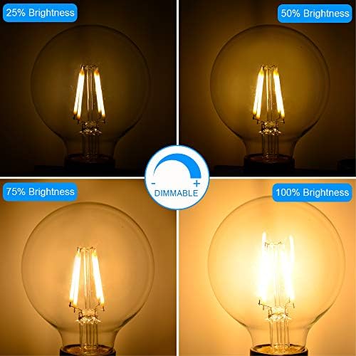 Energic SMARTER LIGHTING LED Globe sijalica sa mogućnošću zatamnjivanja, G25 LED Vintage sijalica, 60W ekvivalent, 500lumens, 2700k meka Bijela, E26 baza, ul lista, 6-Pack