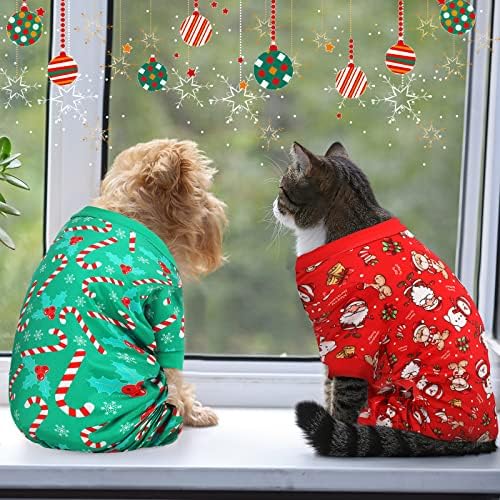 4 komada Božićni pas pidžamas božićni element Štenadna odjeća Santa Snowman Xmas Holiday Pet Puppy Pajamas Božićno stablo Snowflake Padnjama