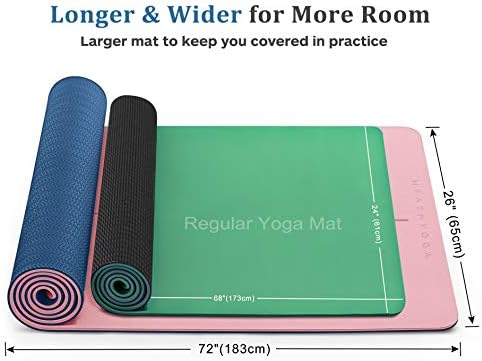Heathyoga Eco Friendly neklizajuća prostirka za jogu, sistem za poravnavanje tijela, SGS certificirana TPE materijal - teksturna neklizajuća površina i optimalni jastuk, 72 x 26debljine 1/4