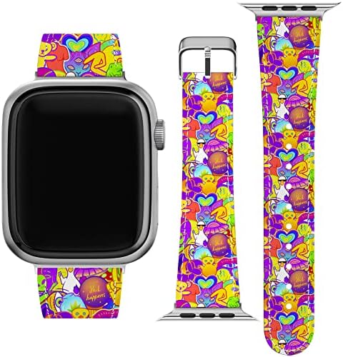 Zamjena bake za zglob za Apple Watch Series 7 / 6/5/4/3/2 / 1 / SE Narukvica Slim Fit tiskani zamjenski remen od 38-40-42-44 mm Crazy Design Hippie Slatko Cool Teen Trippy PU koža