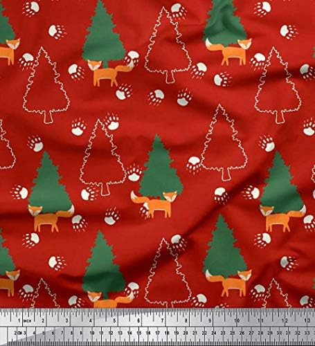 Soimoi Cotton Jersey Fabric Tree, otisak & amp;Fox Cartoon fabric Prints by Yard 58 inch Wide