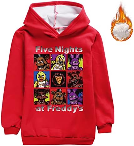 BY-CAN Unisex Tinejdžeri pet noći u Freddyjevim duksericama obloženim flisom toplim grafičkim duksericama s kapuljačom za djecu