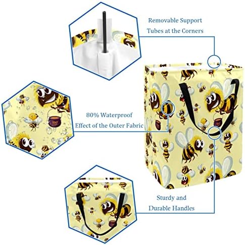 Insect Honeybees Pattern Print sklopiva korpa za veš, 60L vodootporne korpe za veš kante za veš igračke skladište za spavaonicu u