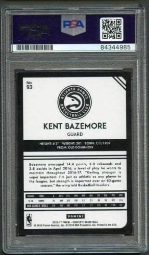 -17 panini kompletna 93 Kent Bazemore potpisana kartica Auto klasa 10 PSA ploča - košarkaški rookie kartice