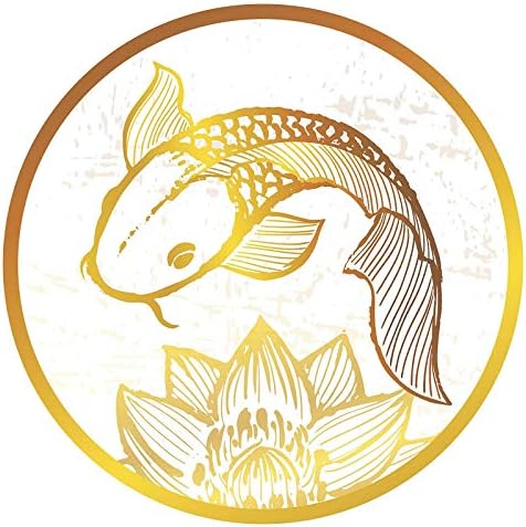 EW dizajnira zlatni metalik ombre koi riba sa lotos cvjetnim ikonom Vinil naljepnica branika