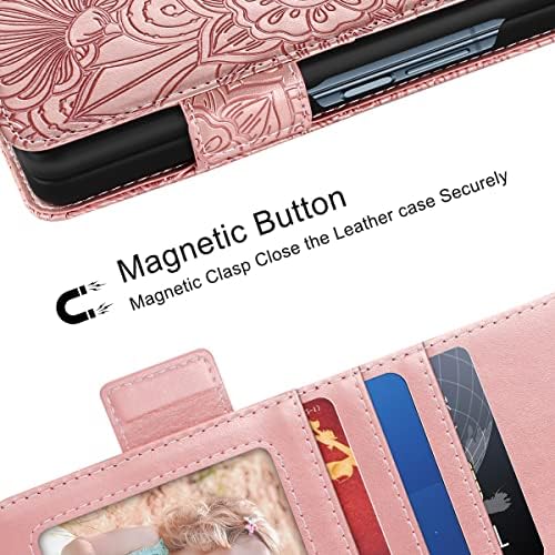 Bizzib za Samsung Galaxy Z Fold 4 torbica za novčanik, reljefna Mandala cvjetna koža Folio Flip ručni zglob otporan na udarce zaštitni