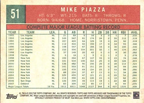 2018 Arhiva topps 51 Mike Piazza New York Mets Baseball Card