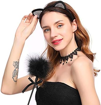 Aceorna traka za glavu za mačke za uši Crni kristalni obruč za kosu za kosu ukras za zabavu za glavu Cosplay Costume Headwear Costume