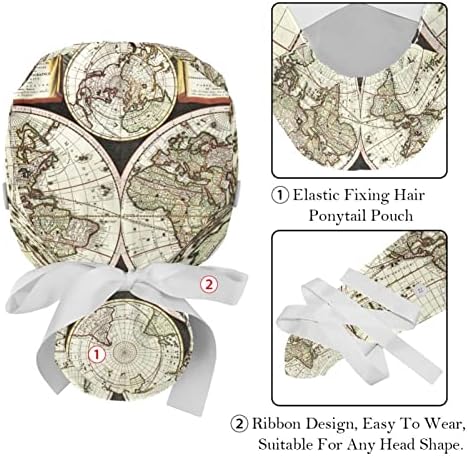 Radni kapu sa tipkama i vrpcom za žene 2 pakete, mapa Jedrilica Podesiva Unisex Hirurški čepovi